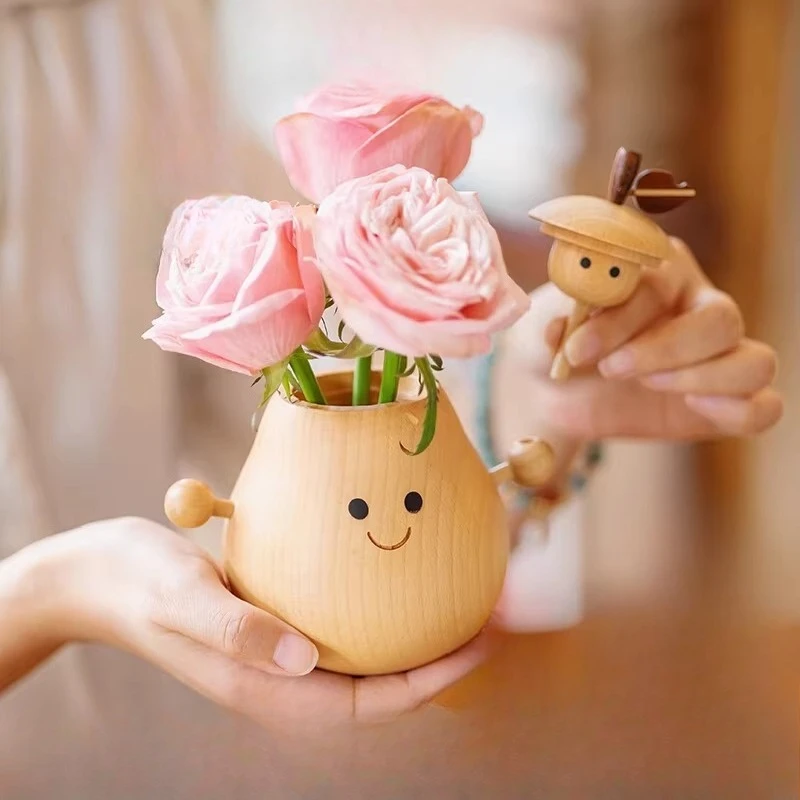Hug Pear Solid Wooden Workstation Table Healing Small Ornament Home Creative Decoration Vase Pen Holder Aromatherapy Decorations