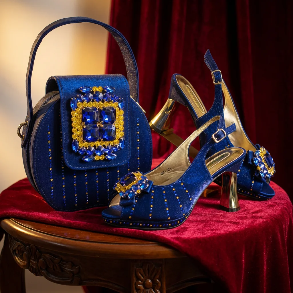 2026 New Elegant Design Nigerian Women's Party Shoes & Matching Handbag Set - High Heel Peep Toe for Special Occasions