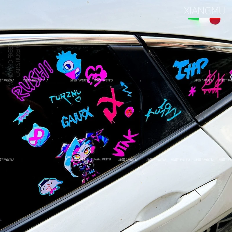 JinX Jinx Car Sticker Explosive Zu\'an Graffiti Night Hero Decorative Sticker Jinx Silk Painted Glass Sticker