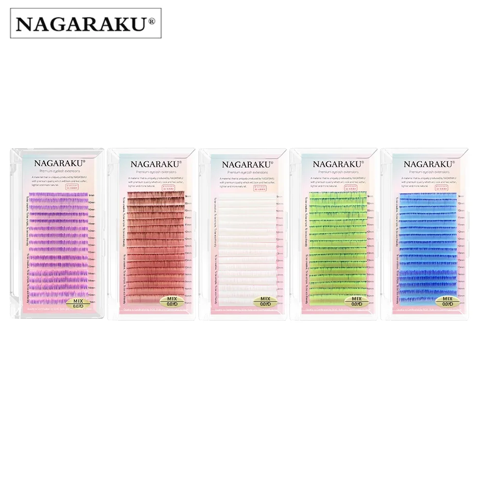 NAGARAKU Mix 7-15mm 12 Rows Purple Blue Brown Color Easy Fanning Volume Eyelashes Purple Blue Classical Individual Eyelash