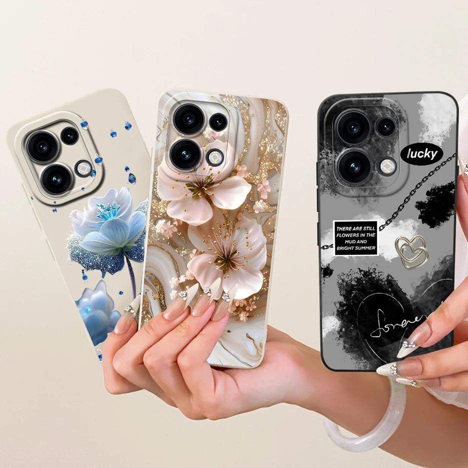 For Oppo Reno 16 Pro Case Reno16 F 5G Luxury Flowers Candy Painted Cover Soft TPU Phone Case For Oppo Reno 16F Reno16 Pro Fundas