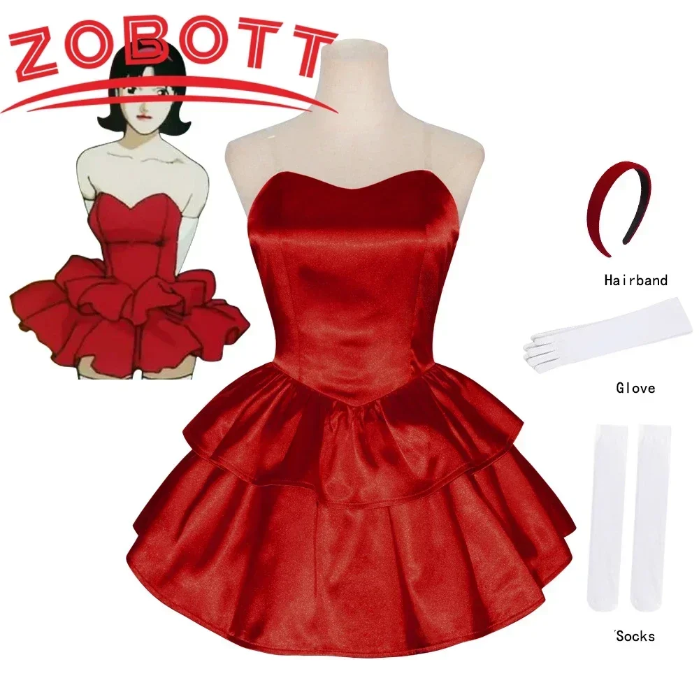 Disfraz de Kirigoe Mima azul para mujer adulta, disfraz de Anime perfecto, vestido rojo, uniforme, ropa de fiesta de Carnaval y Halloween, traje, guante, calcetín