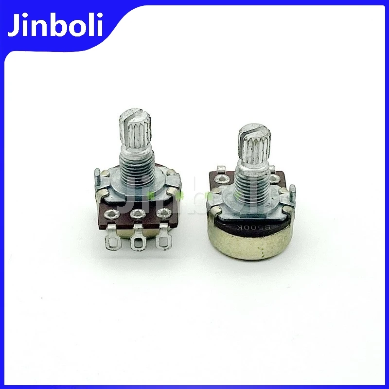 2PCS 16-type 3Pins B500K Single potentiometer, Electric Guitar Bass Volume tone, Threading Hole Foot 15mm Knurled Shaft