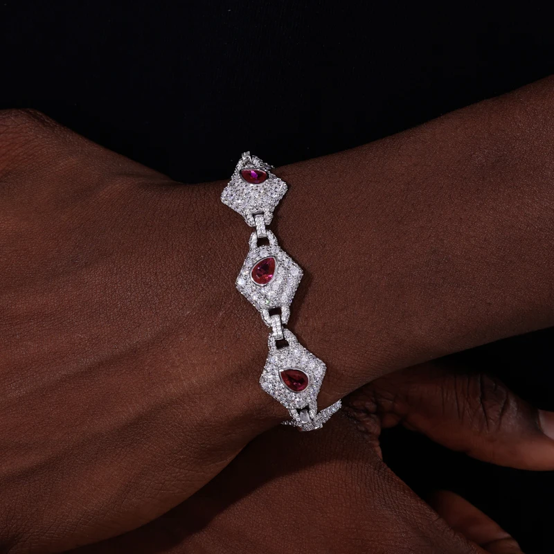 

TUHE Iced Out Bracelets Homme 925 Silver For Men Women Iced Moissanite VVS Bracelets Femme Chain