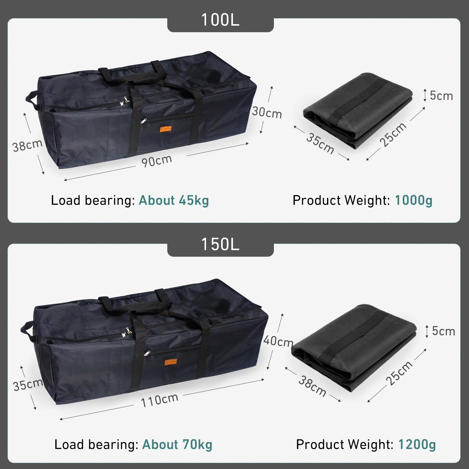 Westtune Camping Tools Storage Bag Folding Large Capacity Accessories Box Portbale Travel Bag for Family Outdoor Activities 100L