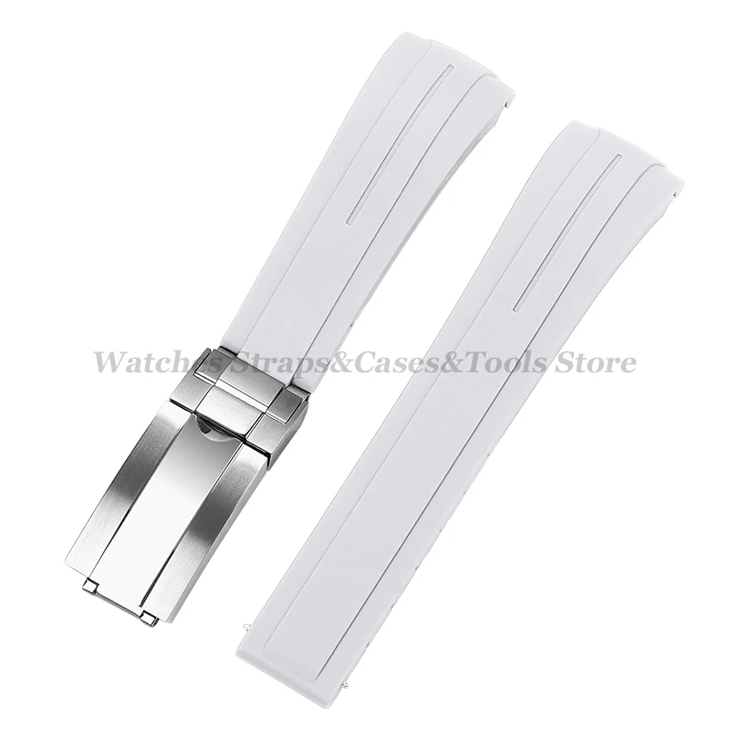 20mm 21mm 22mm Kautschukband Silikonarmband mit gebogenem Ende für Rolex für Water Ghost Faltschließe Wasserdichtes Armband Armband