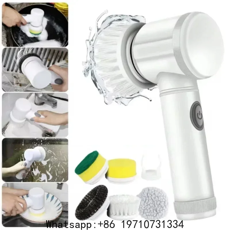 5-in-1 Electric Spin Scrubber Brush for Bathroom - Tile Bathtub Sink Cleaner with 5 Replaceable Brush Heads Power Scrubber