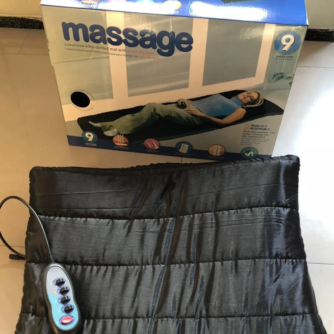 Factory direct sales 9 heads Household multi-functional electric heating massage mattress Foldable vibration massage cushion