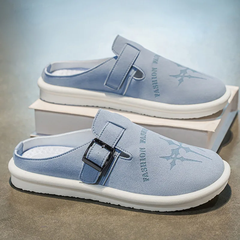 

Men's Plus Size Casual Slippers Summer Breathable Outdoor Non-slip Fashion Slippers Youth Tide Sandals Half-drag Sports Slippers