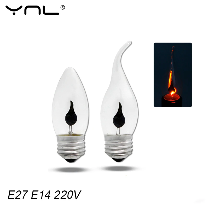 LED Candle Light Bulb E14 E27 LED Flame Effect Bulb AC220V Edison Emulation Fire Lighting Vintage Home Decor Ampoule Candle Bulb