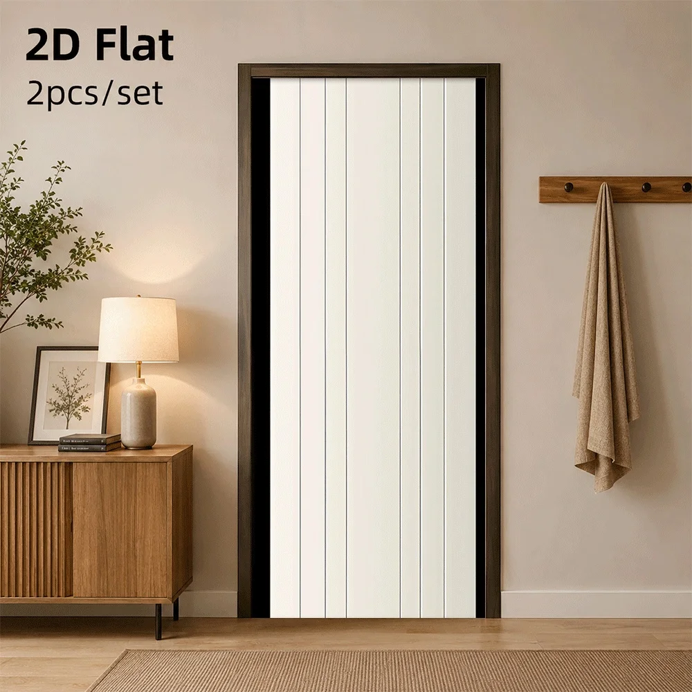 1 simple vertical wood grain door sticker self-adhesive waterproof decoration bedroom living room kitchen door enhances home tex