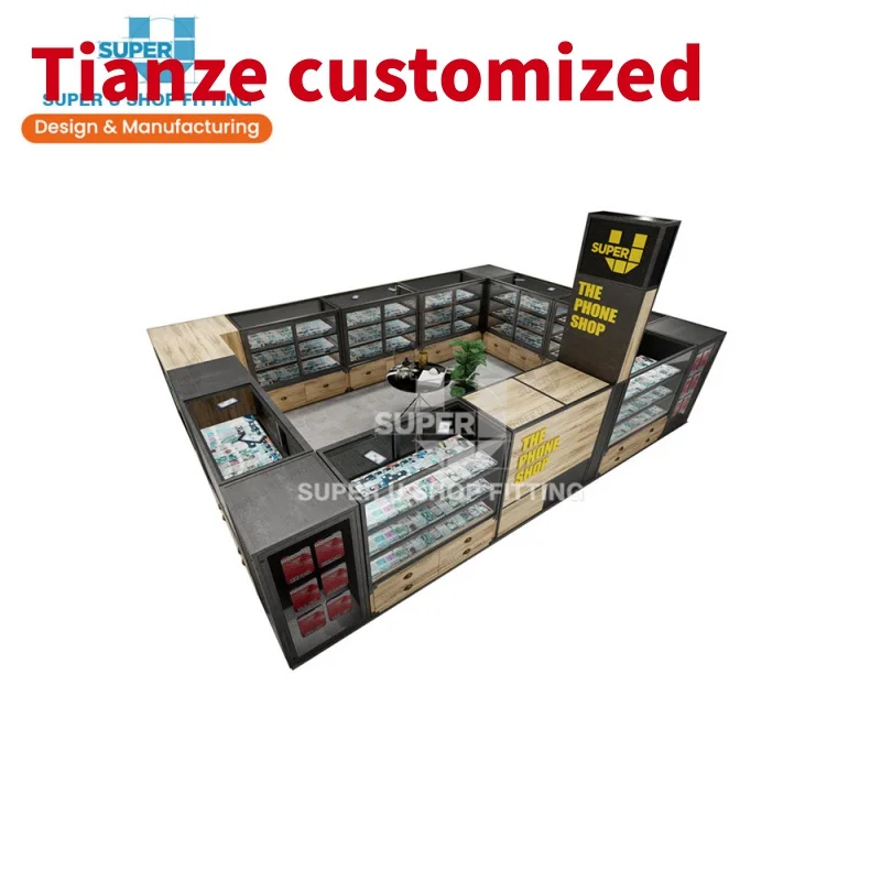 

(customized)3D Cell Phone Kiosk Design Floor Stand Accessories Furniture Cell Phone Kiosk Shop Mall