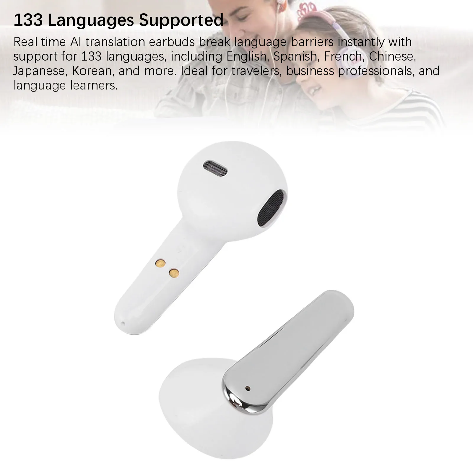 Auricolari per traduzione AI APP in tempo reale Batteria a lunga durata 133 lingue Auricolari per traduzione Wireless Bluetooth 5.4 per le aziende