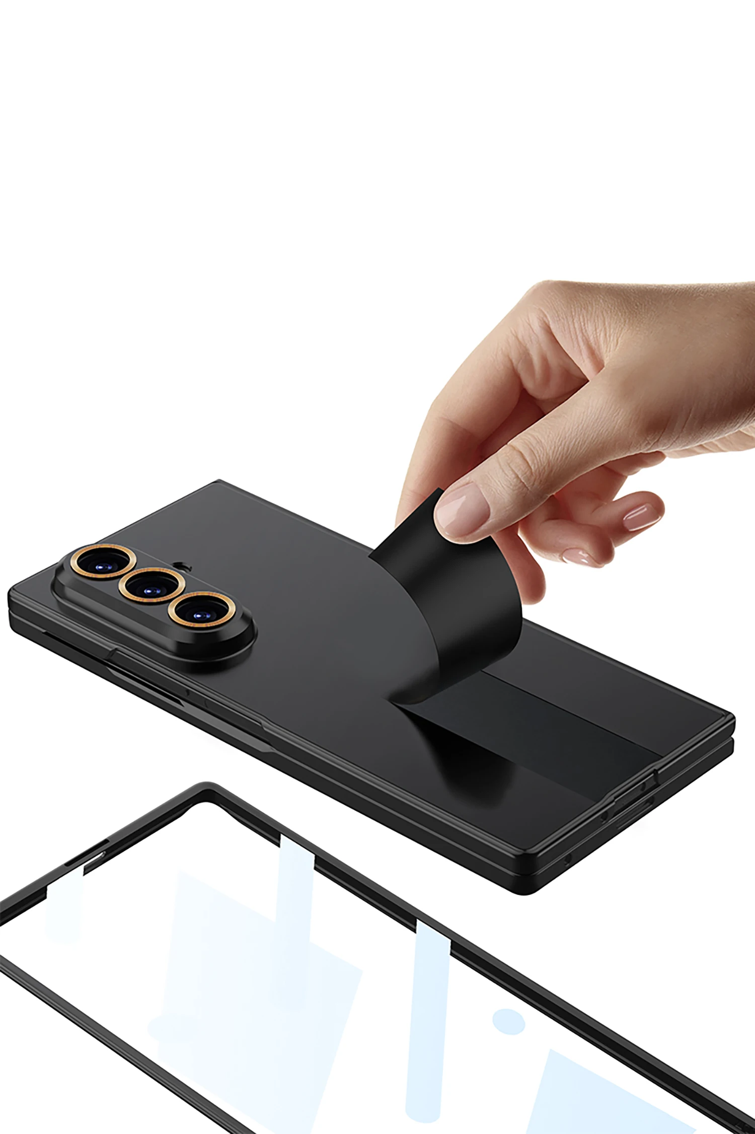 Luxuriöse, modische, ultradünne Hülle für Samsung Galaxy Z Fold 8 Ultra 7 6 5G mit Displayschutzfolie aus Glas, matte Schutzhülle – Detail 2