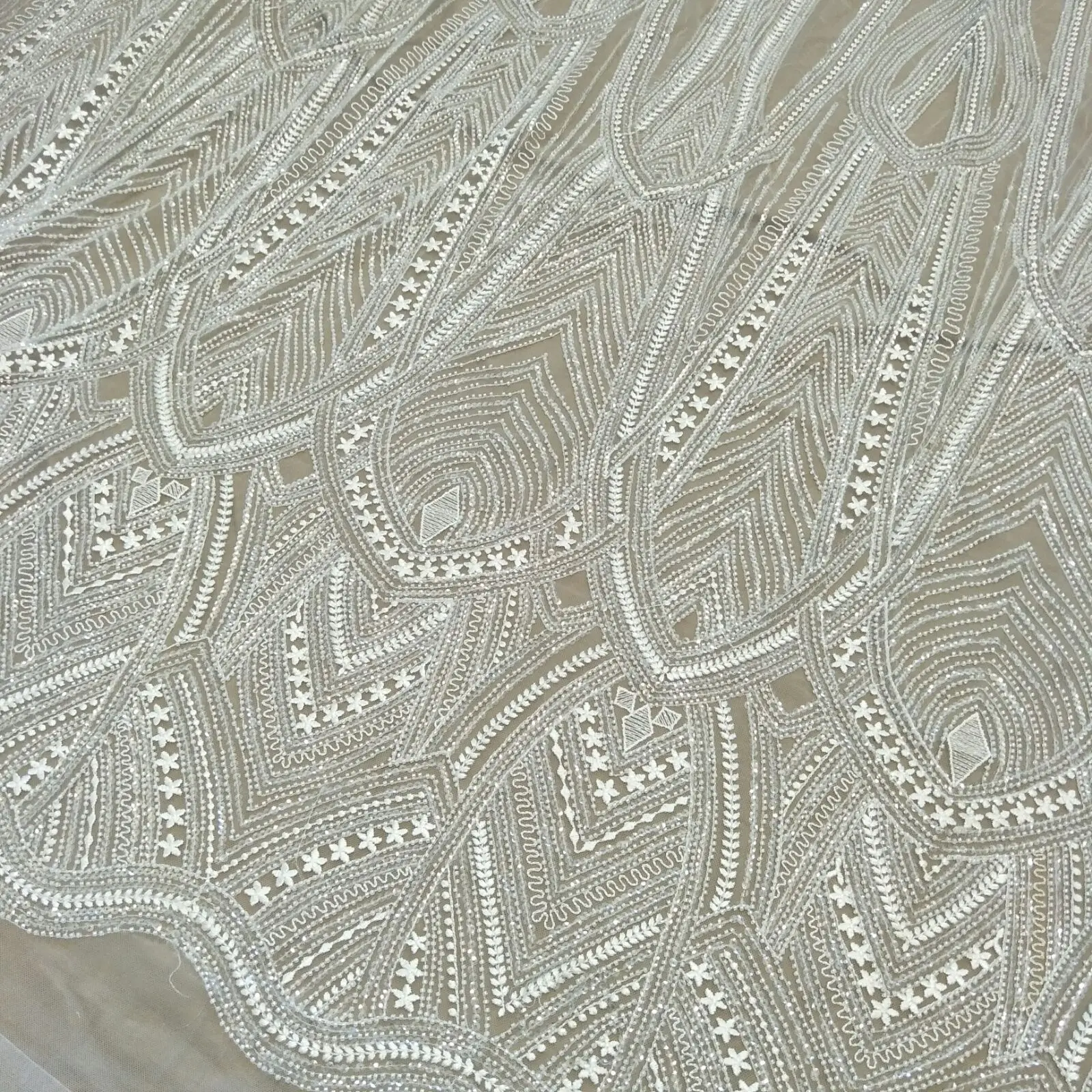 Lace Fabric for Bridal Wedding Dress, Ivory Lace Fabric, 130cm Width, Sale by Yard