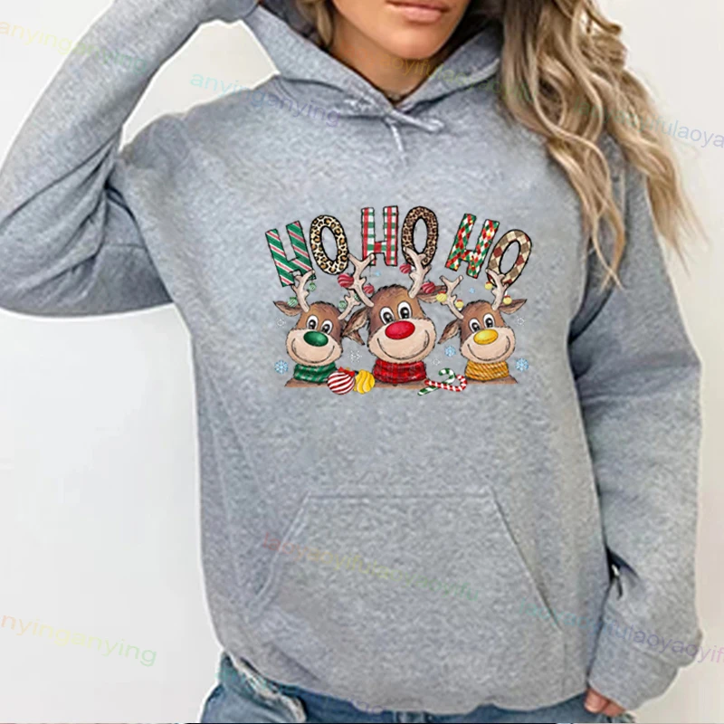 Bluzy Świętego Mikołaja Ho`Ho`Ho`Casual Śmieszne Męskie Damskie Bluzy z Kapturem z Kreskówkami Koszulki z Długim Rękawem Płaszcze Ciepłe Zimowe Ubrania Uliczne