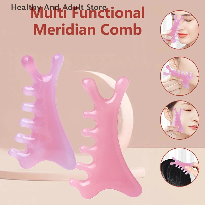Little Dolphin Gua Sha Massage Comb Fine-Tooth Scraping Meridian Massage Comb Relaxing Resin Body Massage Comb Head Massage Tool