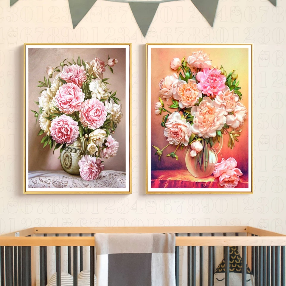 AB 90 Colors Diamond Painting 5D DIY Flower Picture Embroidery Vase Rose Mosaic Art Cross Stitch Kit Home Decor Gift Hobby