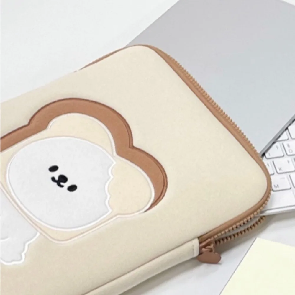 Portable Bread Dog Cartoon Laptop Bag Shockproof Kawaii Tablet Sleeve Bag Sweet Cute Girl Computer Bag Girls/Lady/Women