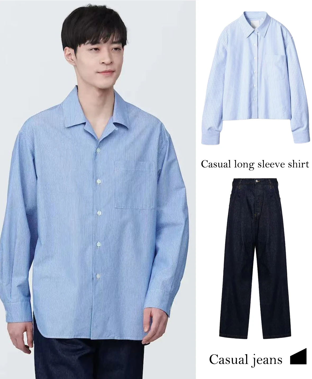 

FWRD Blue Striped Shirt Loose Fit Blue Striped Lapel Shirt Lazy Blue Striped Shirt Blue Striped Single Pocket Shirt #FWRD0047