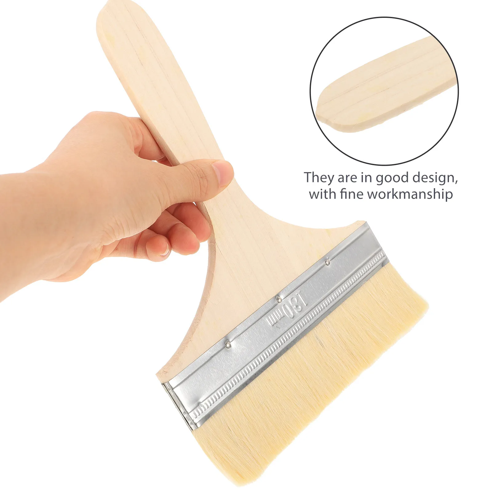 2Pcs Multi-Function Paint Brush Wood Handle Fleece Bristles Long Handle for Wall Painting Cleaning Home DIY Art Projects