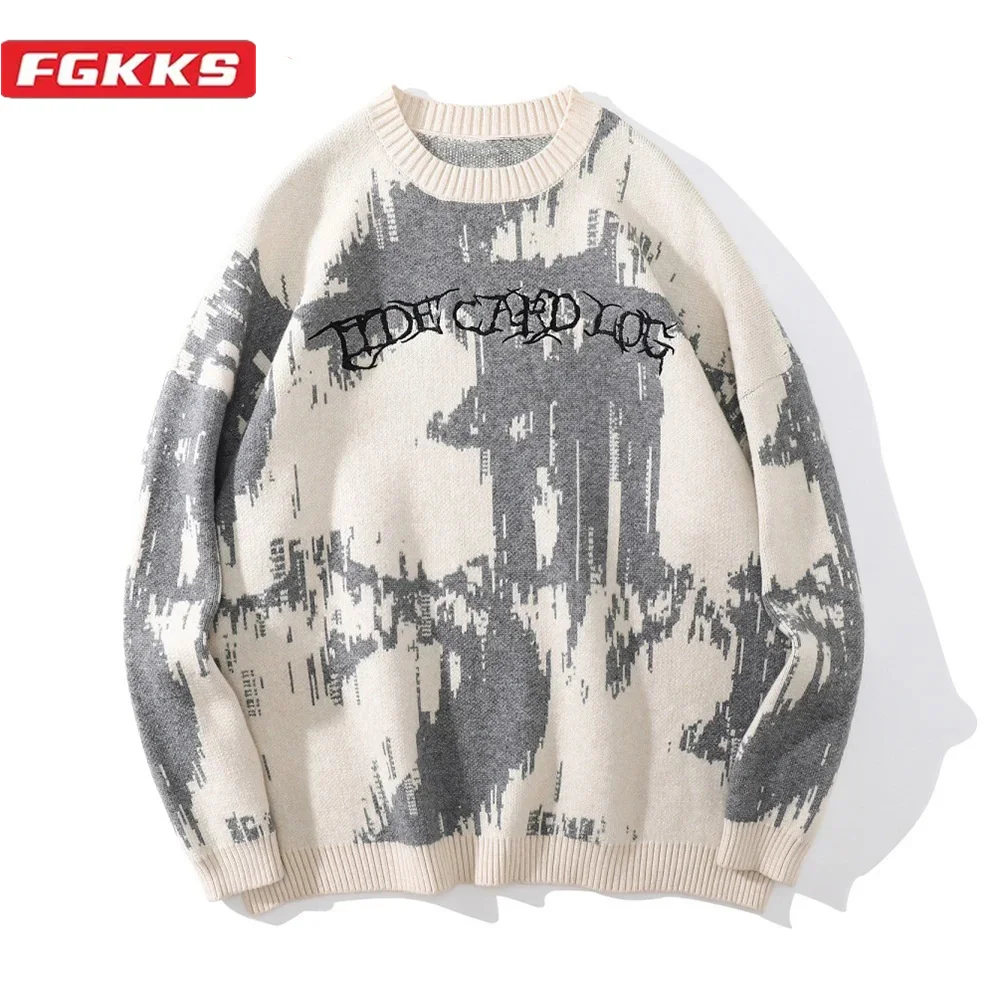 

FGKKS 2024 Outdoor Casual Sweater For Men Pure Cotton Slim Fashion Embroidery Top High Quality Design Casual Sweater For Men