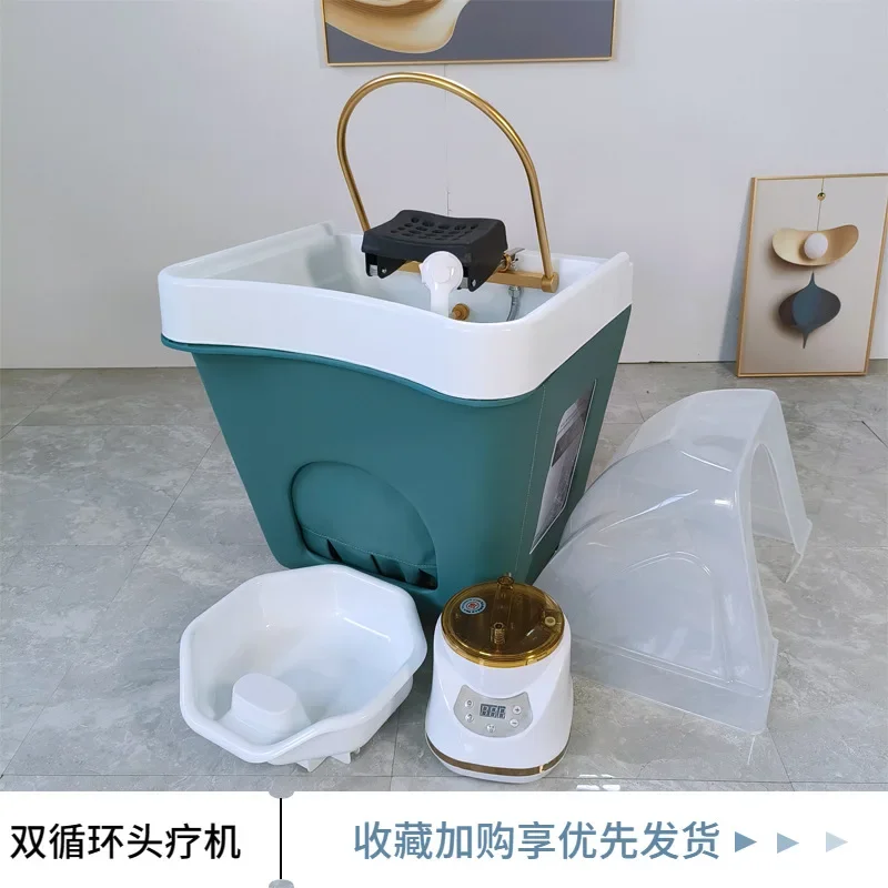 60L Water Tank Mobile Shampoo Basin Water Circulation Fumigation Heating Free Water Pipe Beauty Salon Pavilion of Regimen Use