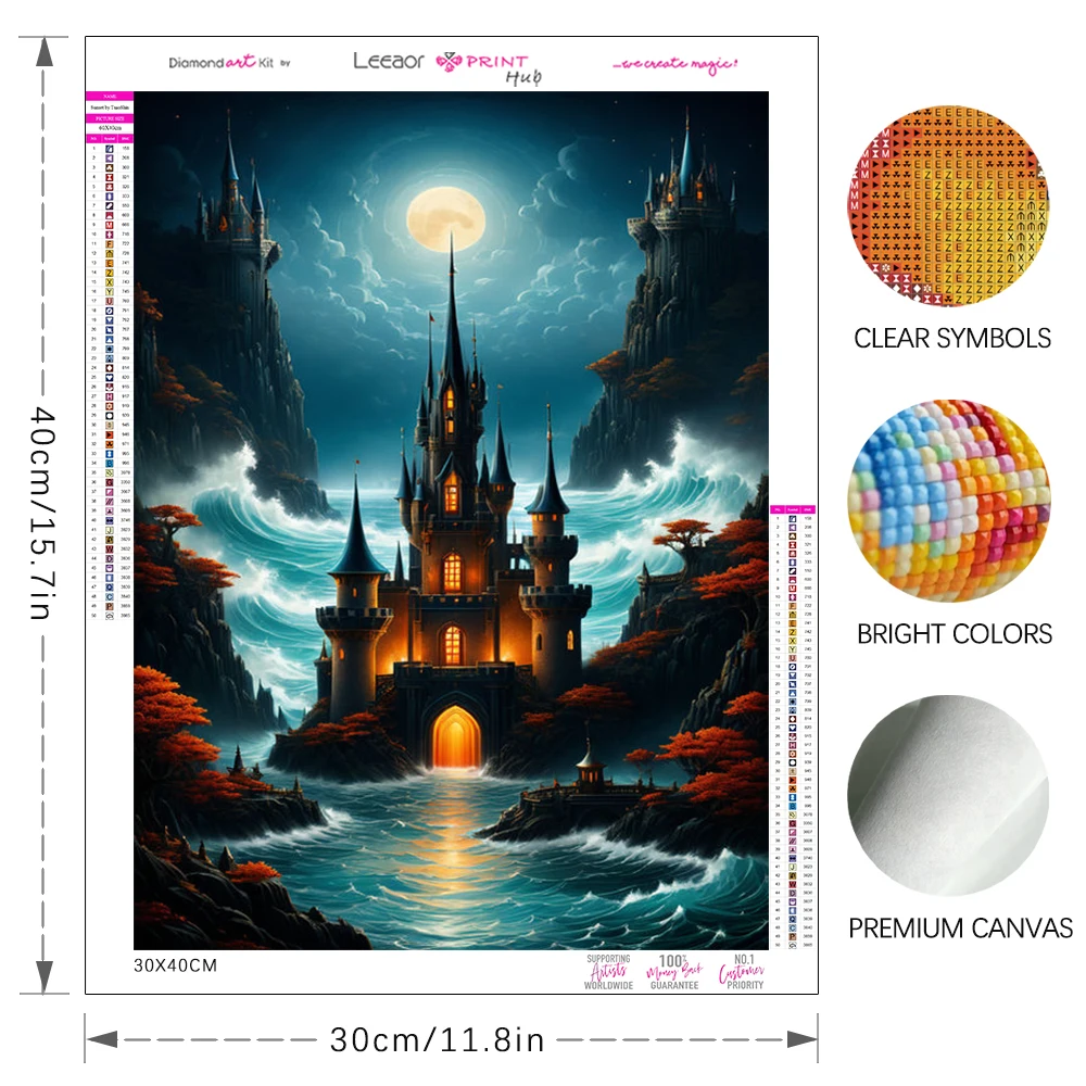 Sea Castle Diamond Painting Full Round Diamond Rhinestone Mosaic  Handmade Cross Stitch Kit Comic Scenery Home Wall Decor Gifts