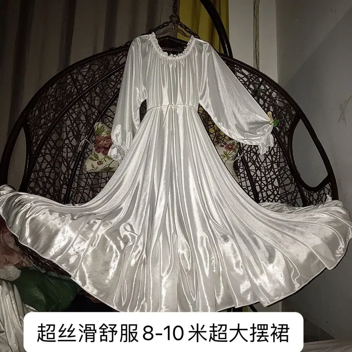 Glossy Ruffles Women Chiffon Mesh Satin Ruffles Long Maxi Dress Elegant Dresses