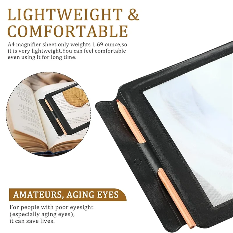 

Плоское увеличительное стекло формата А4 для чтения пожилых людей Плоское увеличительное стекло из ПВХ на всю страницу