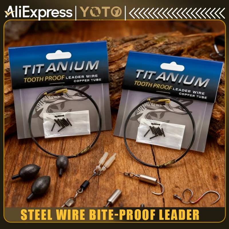 طقم خط زعيم من التيتانيوم المقاوم للعض من YOTO قطعة واحدة، بطول 10 أقدام لصيد الأسماك في المياه المالحة (15-44 رطل) #1