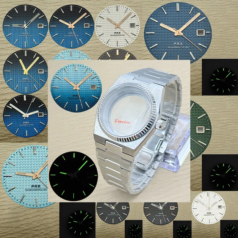 

40mm PRX Super Player Watch Cases Sapphire Glass Case Fit for NH35 NH36 4R35 4R36 Movement With Dial Hands Watch Refit Parts