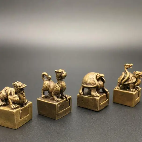 The four mythical beasts azure dragon white tiger vermilion bird black tortoise Nested Seal Statue