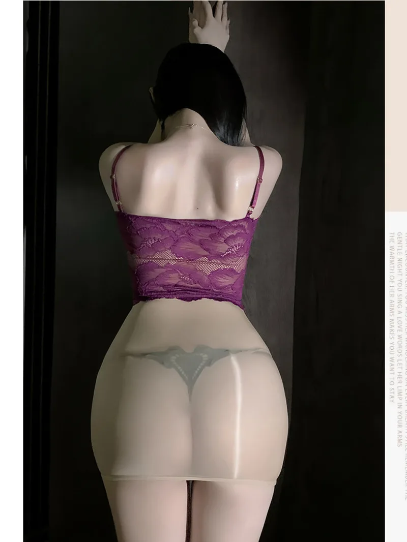 เซ็กซี่ลูกไม้ด้านบนบอดี้สูท 5D Ultra-thin Silky เปิด Crotch เร้าอารมณ์ชุดตาข่ายลูกไม้ SHEER ผู้หญิงเซ็กซี่ร้อน 7QB7