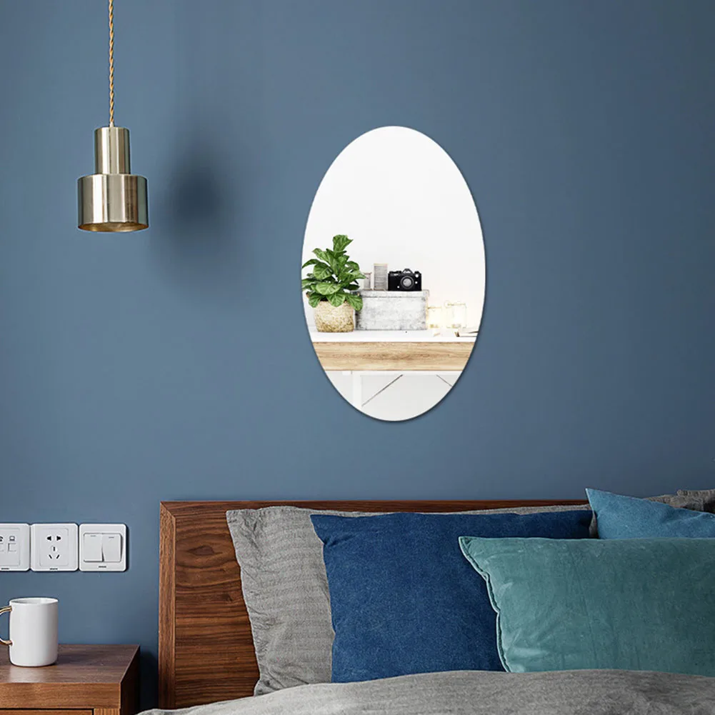 Oval Square 3D Acrylic Mirror Wall Sticker Self Adhesive DIY Art Mirrors Acrylic Wall Decorations For Door Wardrobe Bathroom
