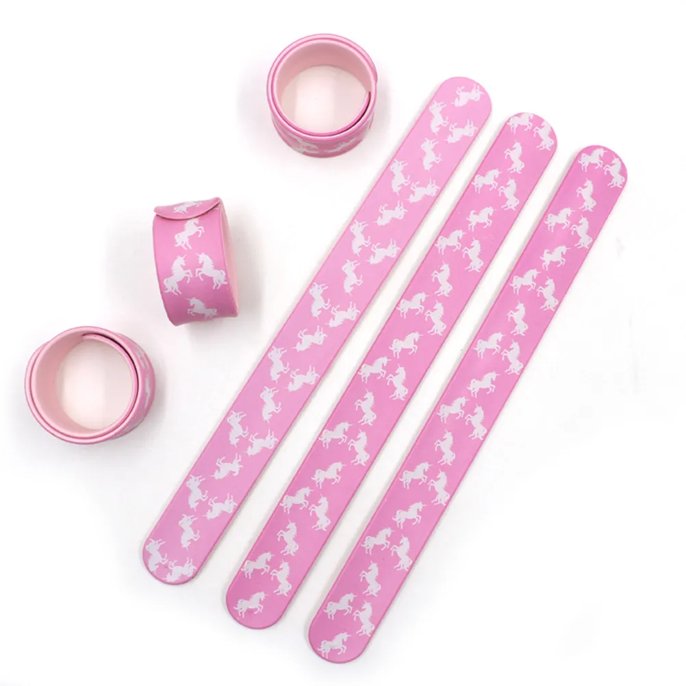 

Children Wristbands Unicorn Pattern Silicone Lining Pink Slap Bracelets Party Favor Gift for Kids Holiday Decorations