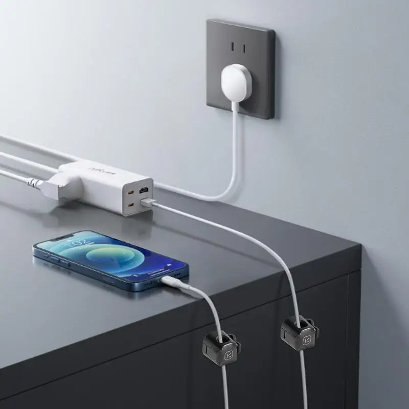 Adhesive Cable Organizer Portable Multifunctional Mini Compact Wire Clips For Cords Christmas Lights Under Desk Cable Winder