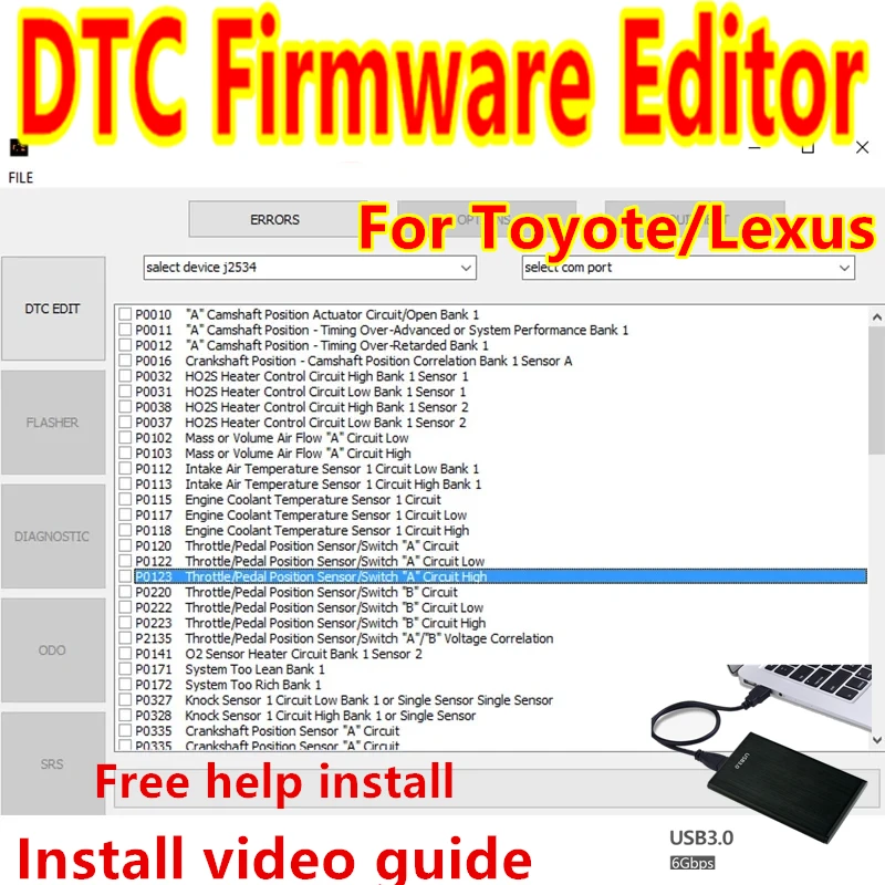 

Newest for Toyota / Lexus DTC Firmware Editor Software Support for 76Fхх Microcontrollers English Version free help install