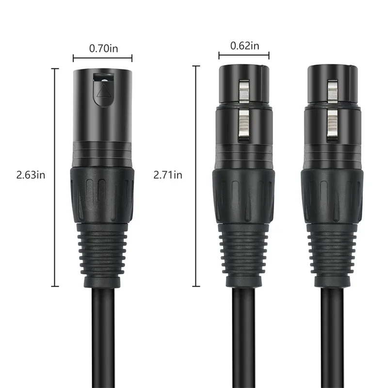 2025 Cable Male to Dual Female Y-Splitter Sound Cannon Microphone Cables for Amplifier 3Pin Balanced Analog Audio Extension Cord