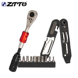 ZTTO Bicycle Repair Kits Mini Ratchet Wrench Multifunctional Tool 6mm Sockets Head Bike Tyre Tools Allen Key T25 Screwdriver
