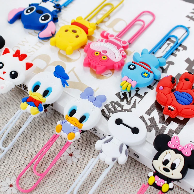 Nuovo Anime Disney Paperclip segnalibro Kawaii Mickey Mouse Stitch Disney Princess paginazione cartella Cartoon segnalibro regali