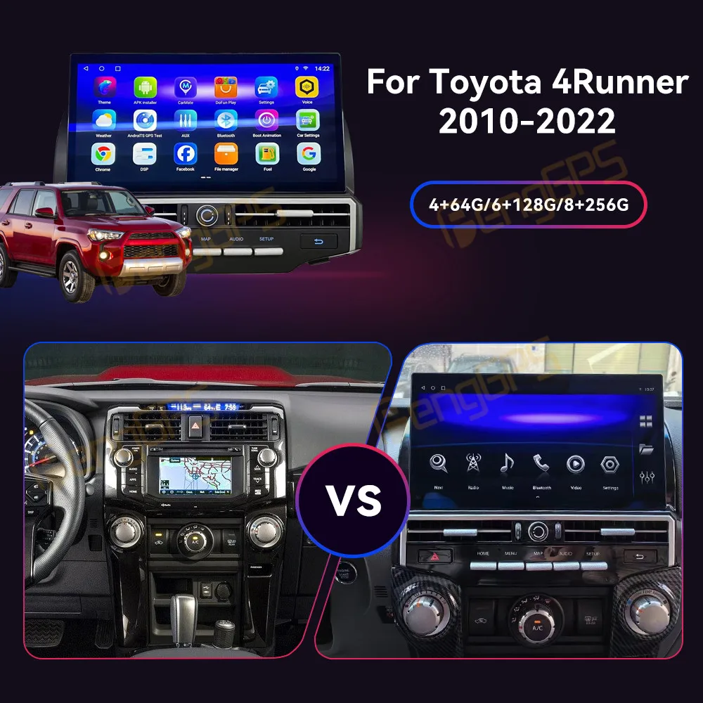For Toyota 4Runner 2010 - 2022 Android Car Radio 2Din Stereo Receiver Autoradio Multimedia Player GPS Navi Head Unit Screen