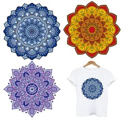 2Pcs/Lot Transfe Thermal Iron On Ironing Fusible Patches Heat Thermo Adhesive Clothing Mandala Thermoadhesive T Shirt Stickers