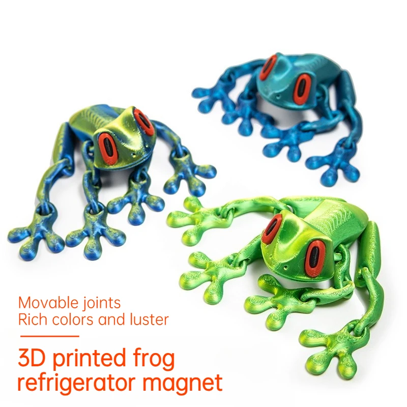 3D-gedruckter magnetischer beweglicher Frosch-Kühlschrankaufkleber für die Heimdekoration, kreatives und trendiges Spielzeug zur Stresslinderung.