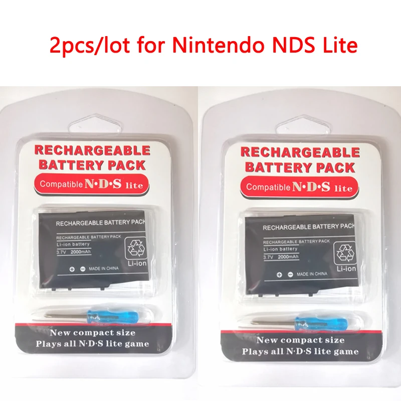 

1/2pcs 2000mAh 3.7V Rechargeable Lithium Battery for Nintendo NDS Lite Controller Battery with Screwdriver Replacement Batteries