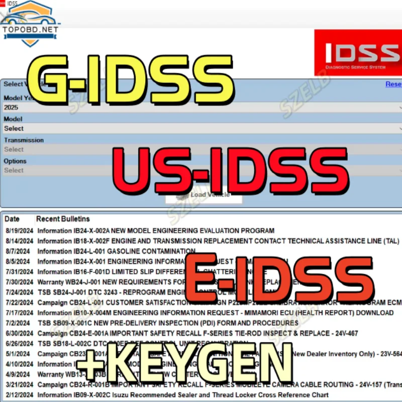 2025 Diagnostic Software I-suzu Global G-IDSS US-IDSS E-IDSS 10.2024 USA and Canada for I-suzu Truck Diagnostic Service System