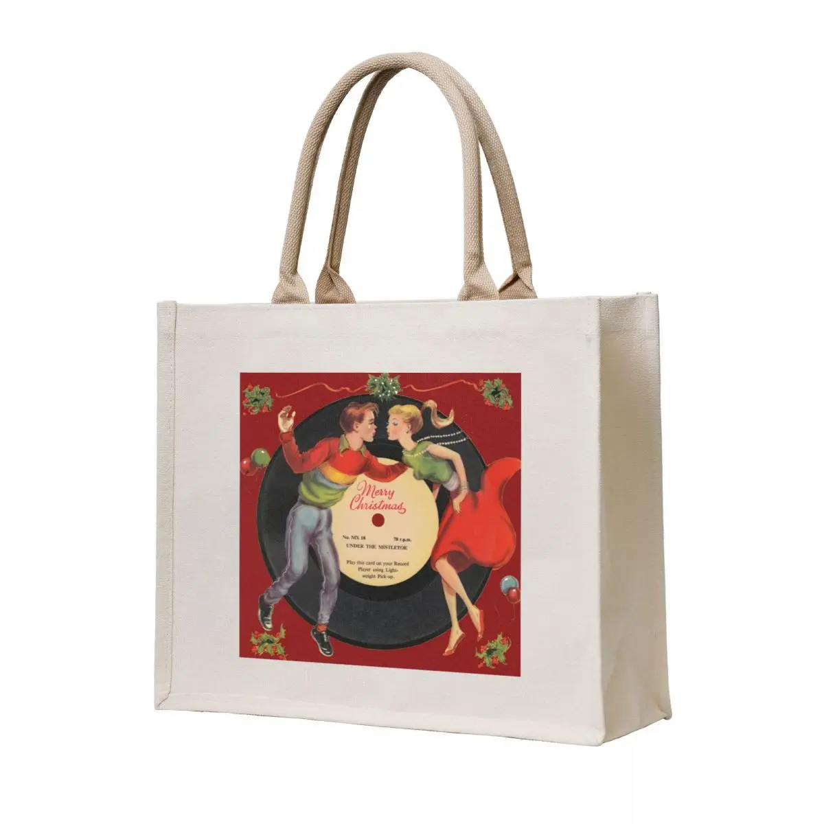 

Merry Christmas Vintage Record Print Tote Bag Women bags sacs de shopping tote bag women
