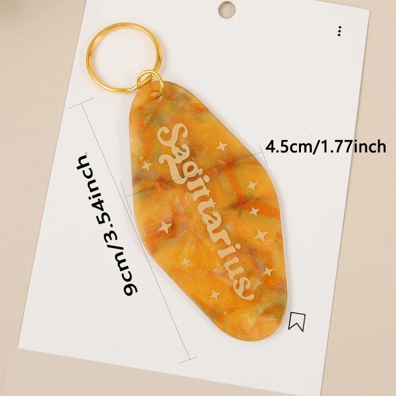 trendy vintage 12 zodiac Aries Cancer Scorpio Sagittarius Capricorn Aquarius Rhombus motor hotel keychain valentine's day gift