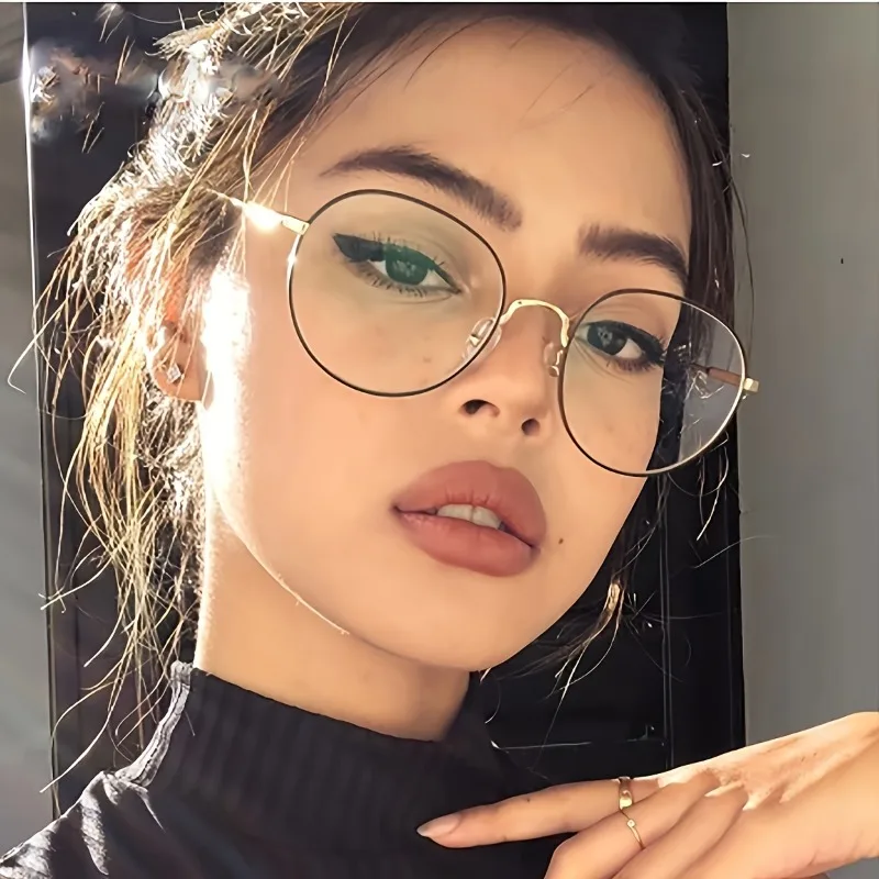 1 Stück Unisex Runde Metallrahmen-Brille, Minimalistische Modebrille, Tägliches Accessoire für Büroangestellte & Studenten