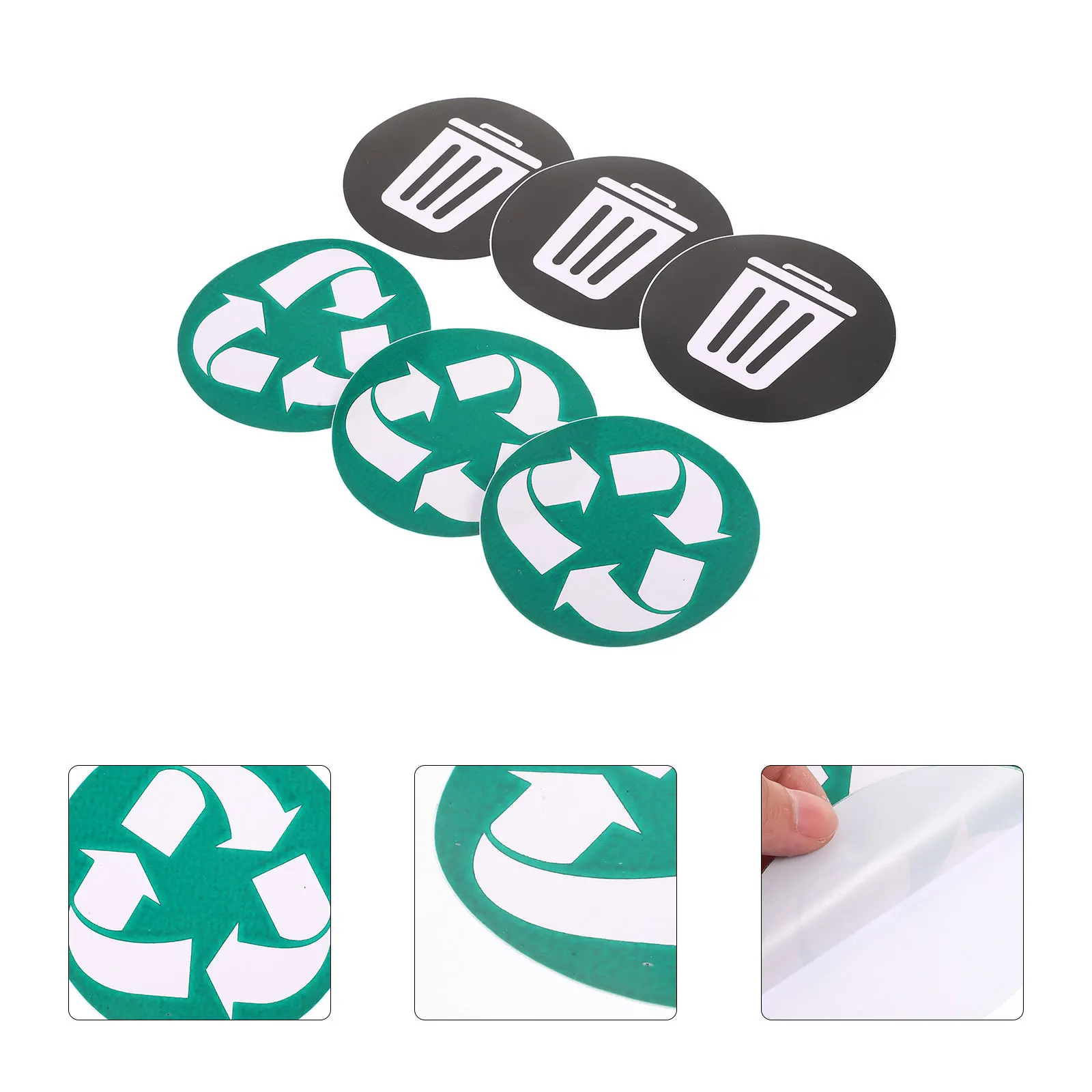 6Pcs Trash Recycling Stickers Garbage Can Stickers with Clear Graphics Waste Container Labels for Office Park Public Area Easy
